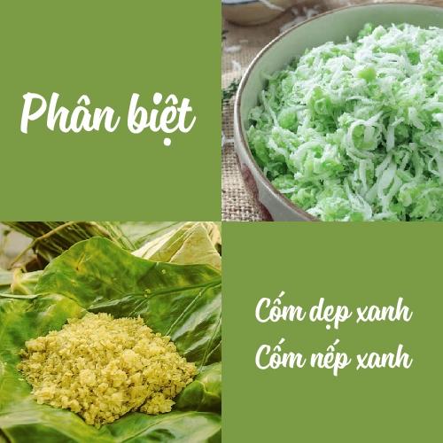 Phân biệt cốm dẹp xanh, cốm nếp xanh